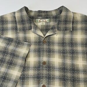 Tommy Bahama Men's XL Short Sleeve Green Grey 100% Silk